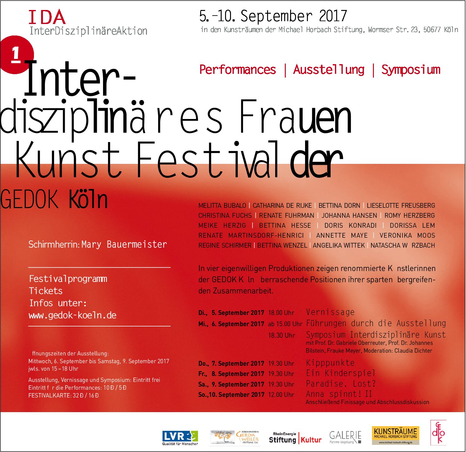 IDA 1. Interdisziplinäres Frauen Kunst Festival der GEDOK KÖLN