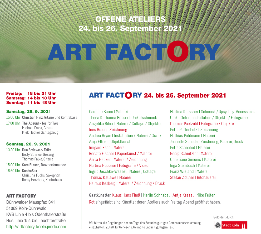 Die ART FACTORY präsentiert im Rahmen der Offenen Ateliers