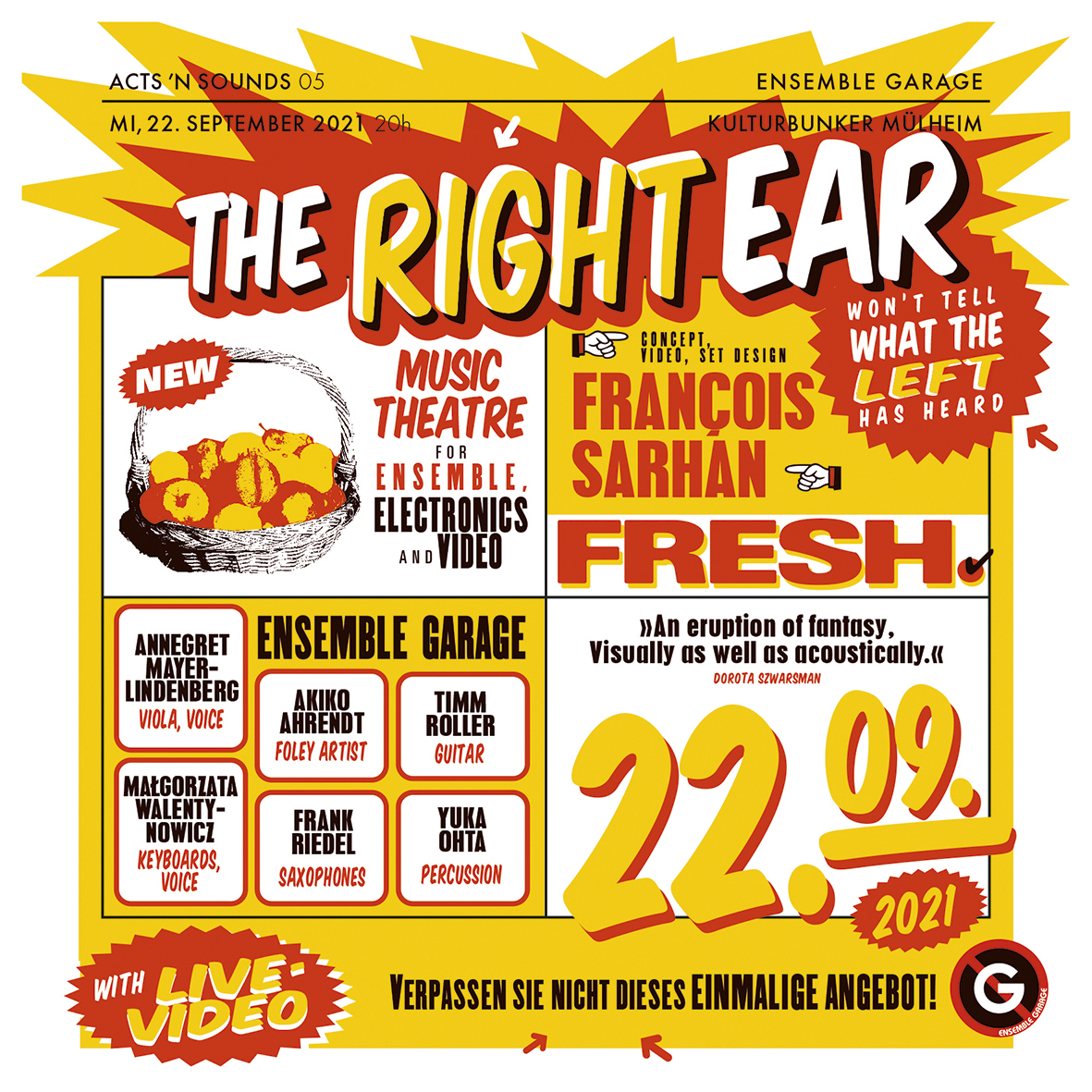 Deutsche Erstaufführung des Musiktheaters THE RIGHT EAR